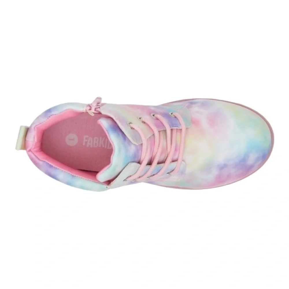 FABKIDS-PINK COMBAT BOOTS RAINBOW MARBLE-SIZE 7